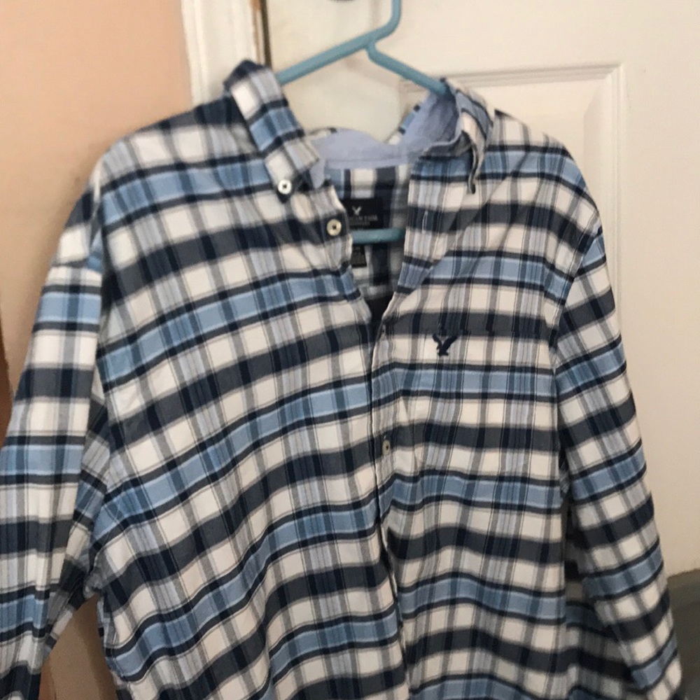 Mens American Eagle Blue and White button down